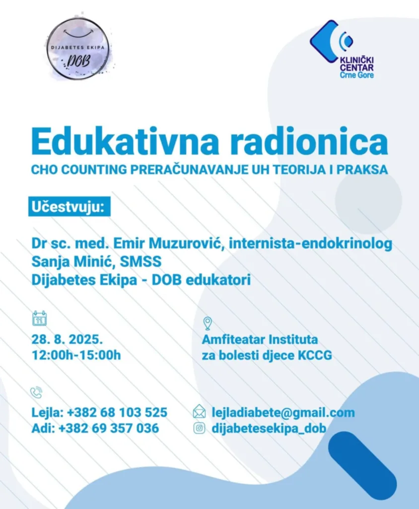 Edukativna radionica o brojanju ugljenih hidrata u Kliničkom centru Crne Gore