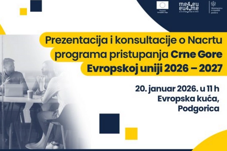 Sjutra prezentacija Nacrta programa pristupanja Crne Gore EU 2026 – 2027