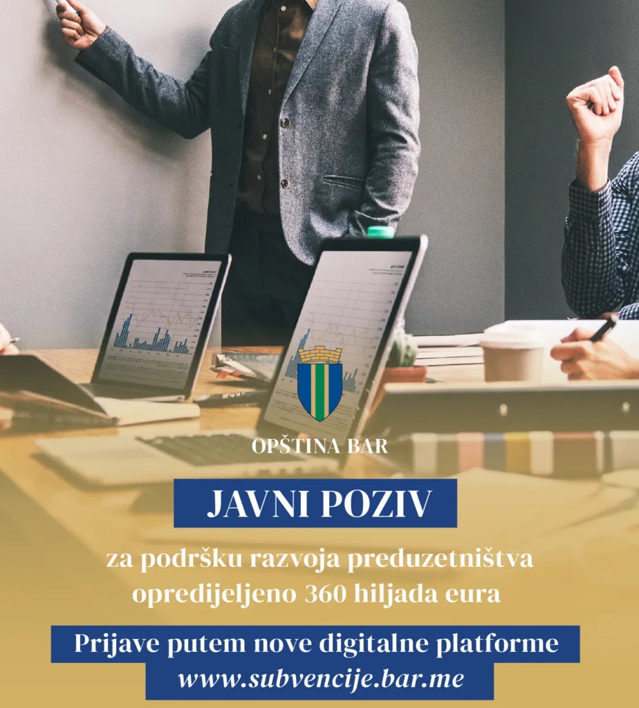 Opština Bar: 360 hiljada eura podrške preduzetnicima, pokrenuta nova digitalna platforma za prijavu na javne pozive