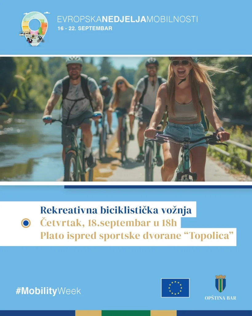 Opština Bar: Rekreativna biciklistička vožnja povodom Evropske nedjelje održive urbane mobilnosti