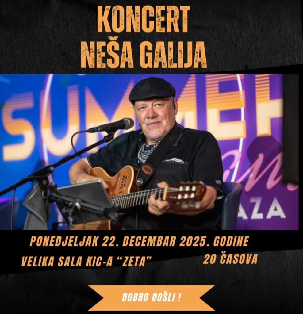 Koncert Neša Galija u ponedeljak u KIC-u Zeta