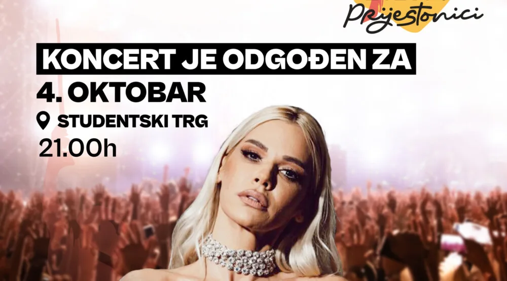 Koncert Nataše Bekvalac na Cetinju odgođen za 4. oktobar