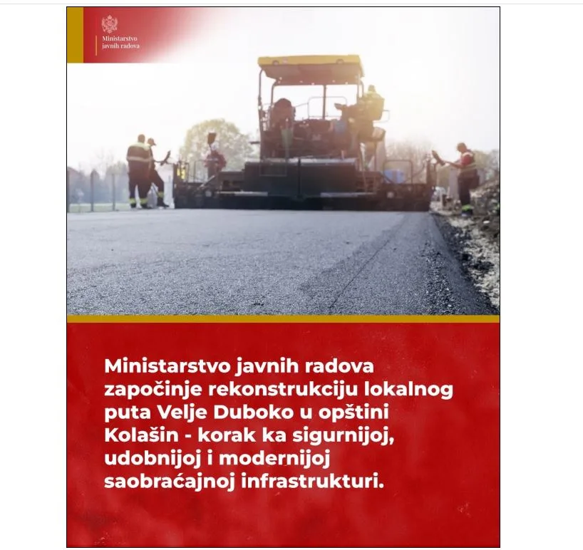 Raspisan tender za rekonstrukciju puta Velje Duboko