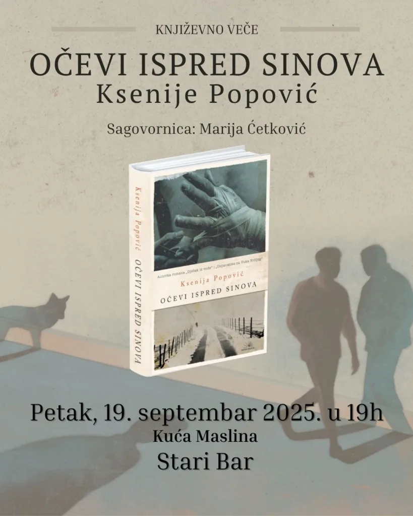 Promocija knjige “Očevi ispred sinova” autorke Ksenije Popović u Kući maslina 