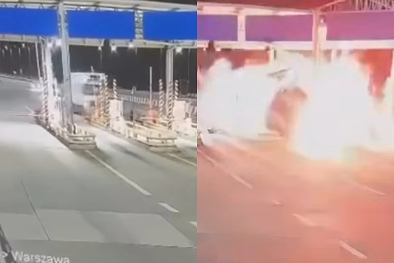 Teška nesreća u Poljskoj: Šleper pri velikoj brzini udario u naplatnu kućicu i zapalio se