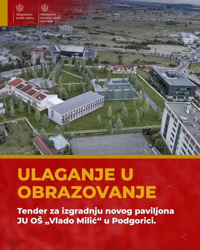 Raspisan tender za izgradnju novog paviljona OŠ “Vlado Milić”: Procijenjena vrijednost radova oko tri miliona eura