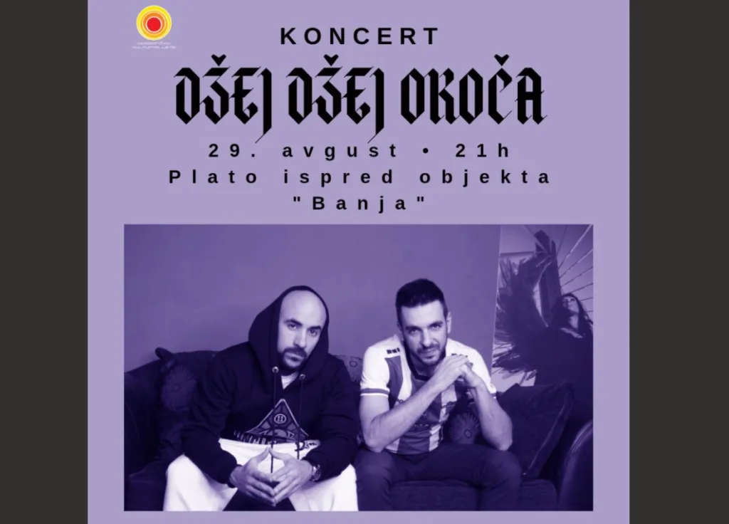 Koncert rep dua Džej Džej Okoča 29. avgusta na platou ispred objekta “Banja”