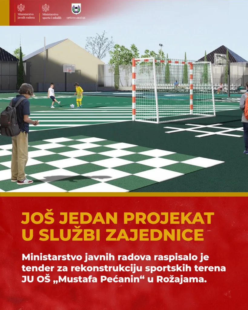 Ministarstvo javnih radova raspisalo tender za rekonstrukciju sportskih terena u JU OŠ „Mustafa Pećanin“ u Rožajama