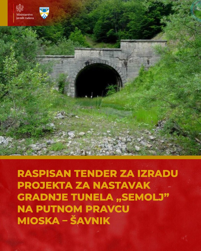 Strateški projekat na sjeveru Crne Gore: Izrada projekta za nastavak gradnje tunela „Semolj“