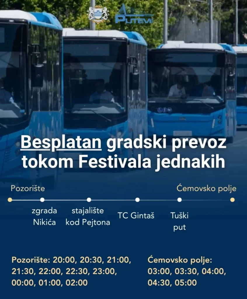 Besplatan gradski prevoz tokom Festivala Jednakih u Podgorici