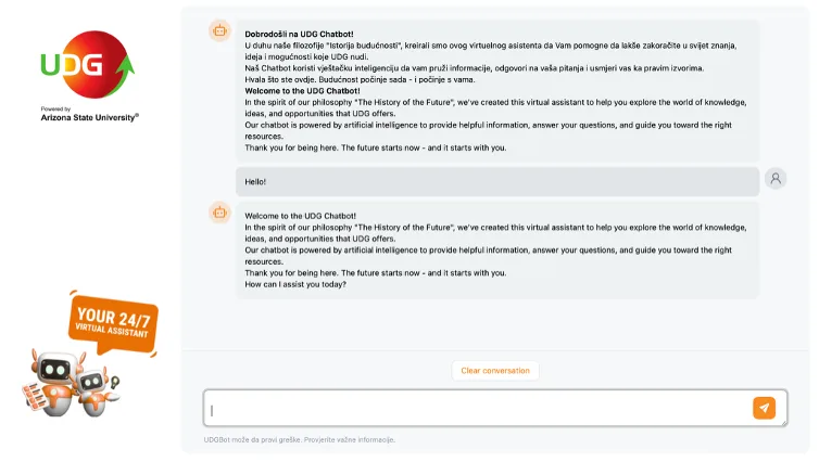 Univerzitet Donja Gorica lansirao prvi univerzitetski chatbot u Crnoj Gori