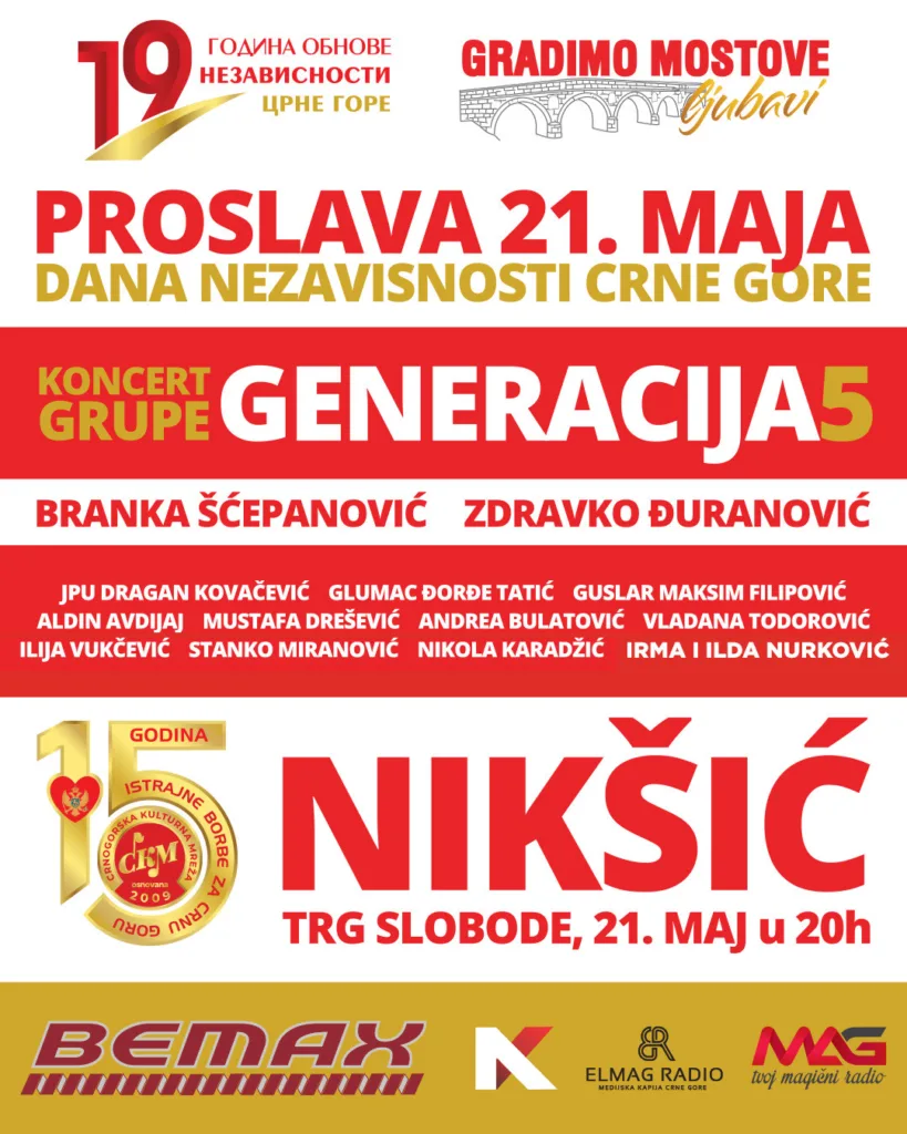 CKM: Veličanstvena proslava 21. maja na Trgu Slobode u Nikšiću