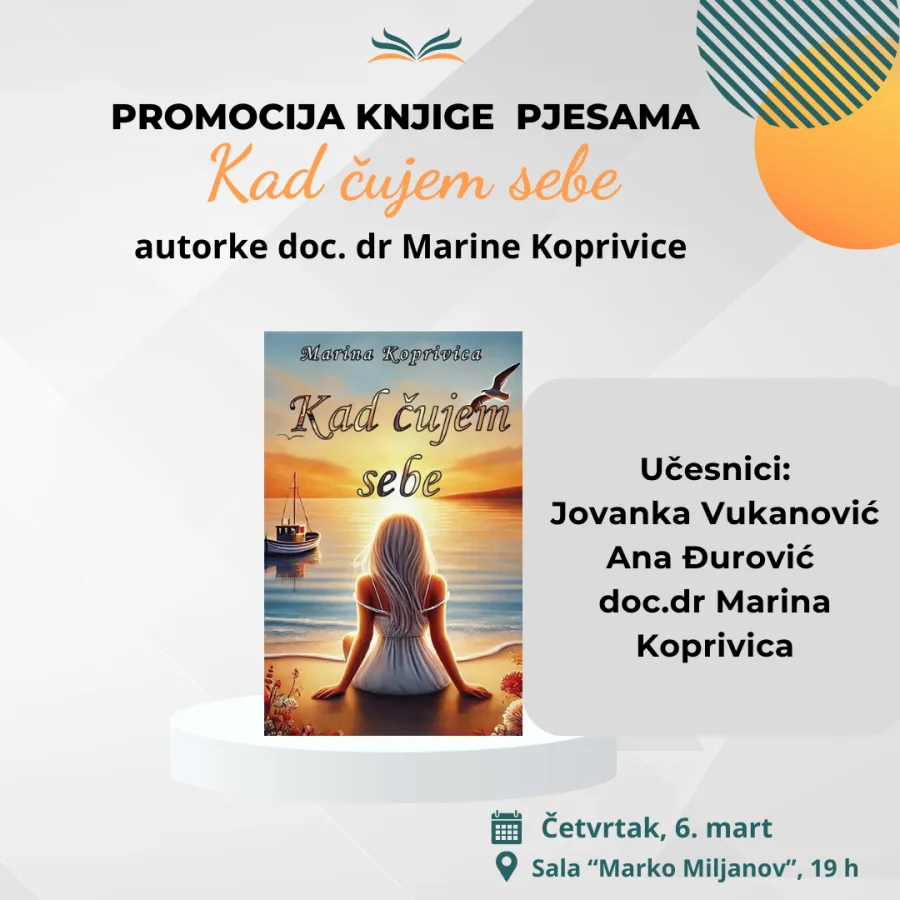 Promocija knjige „Kad čujem sebe“ u četvrtak u Narodnoj biblioteci