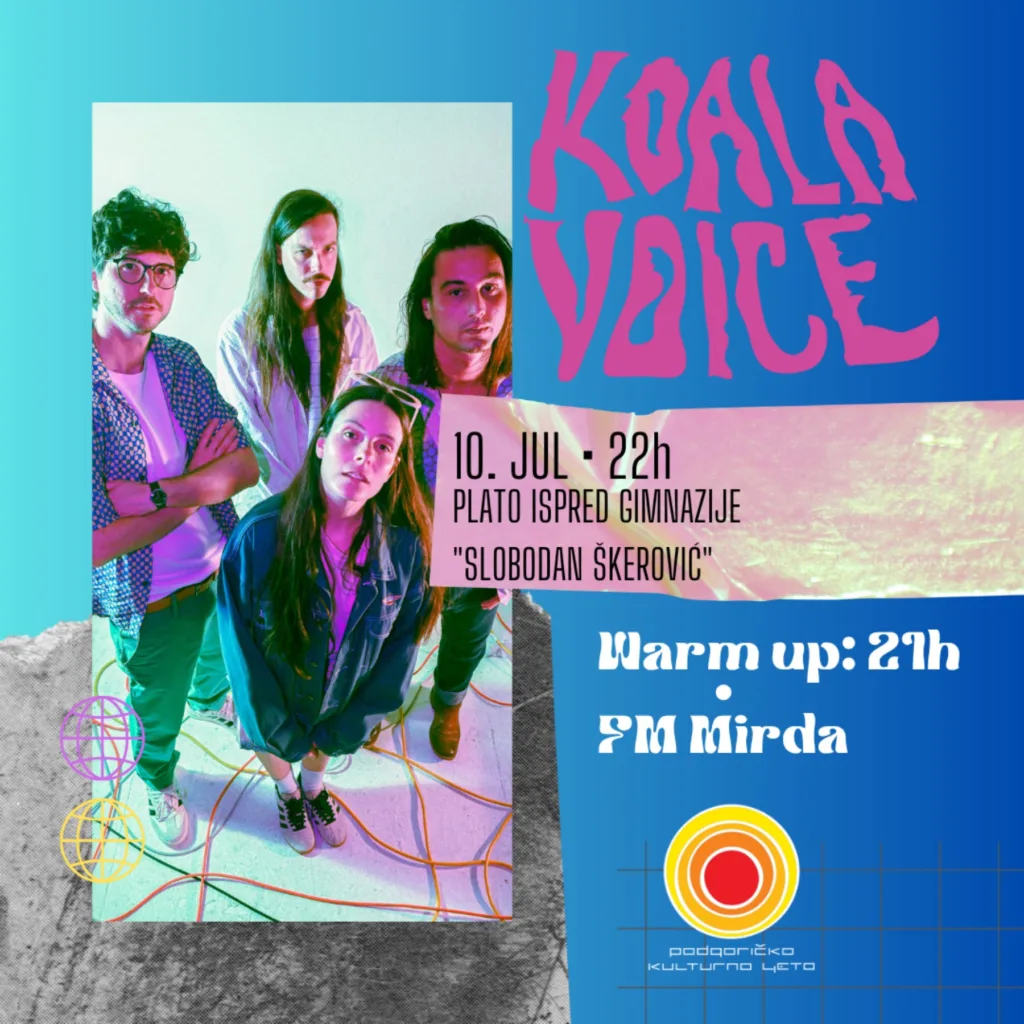 Koncert benda Koala Voice 10. jula na platou ispred Gimnazije „Slobodan Škerović“