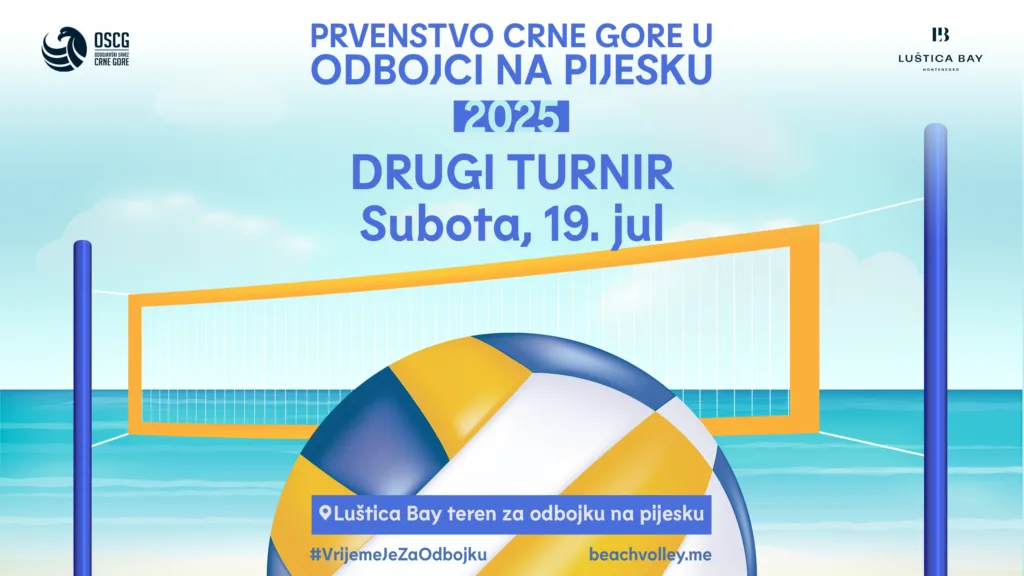 Drugi turnir Prvenstva Crne Gore u odbojci na pijesku u subotu u Luštica Bay-u