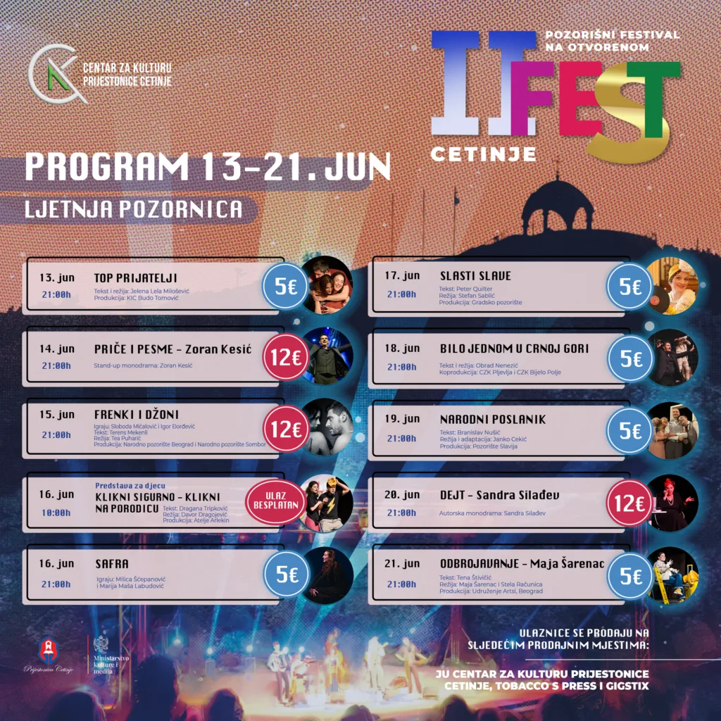 II FEST Cetinje 2025: Počela prodaja pojedinačnih ulaznica za pozorišni festival pod otvorenim nebom