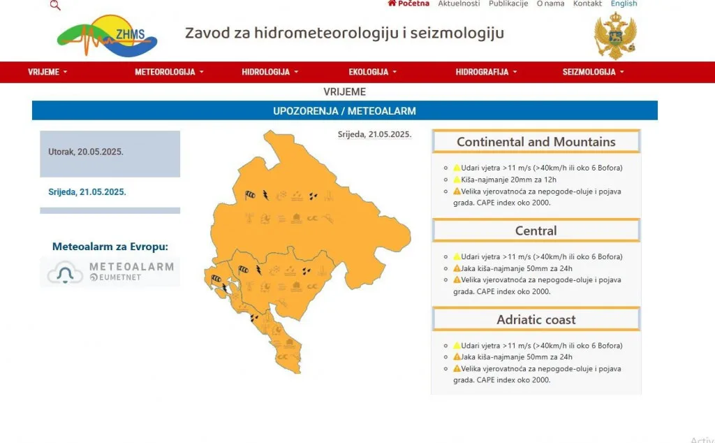 Narandžasti meteo-alarm: Sjutra stiže oluja