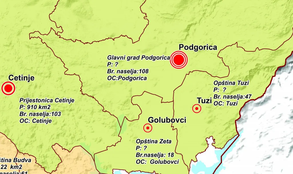Prostorni plan nije dao podatke o površini: Po znak pitanja na Podgoricu, Tuzi i Zetu
