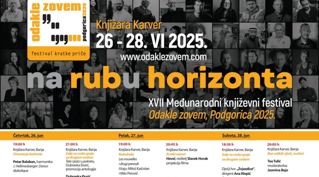 Sjutra u Podgorici počinje XVII Međunarodni književni festival Odakle zovem