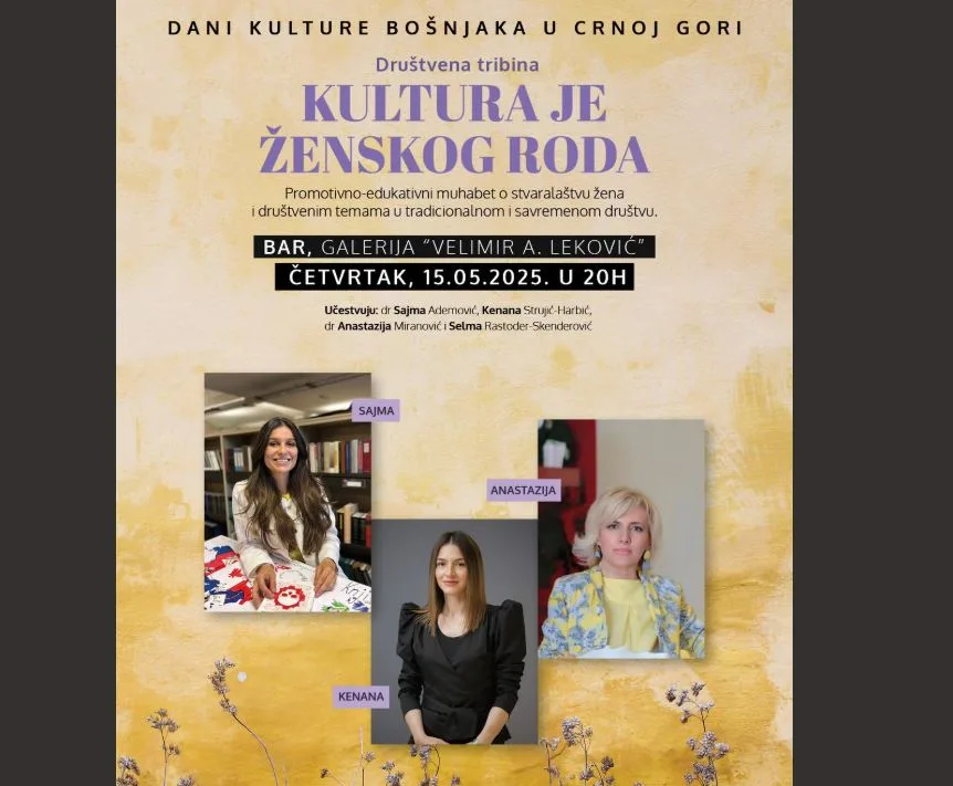 Tribina “Kultura je ženskog roda” sjutra u Baru