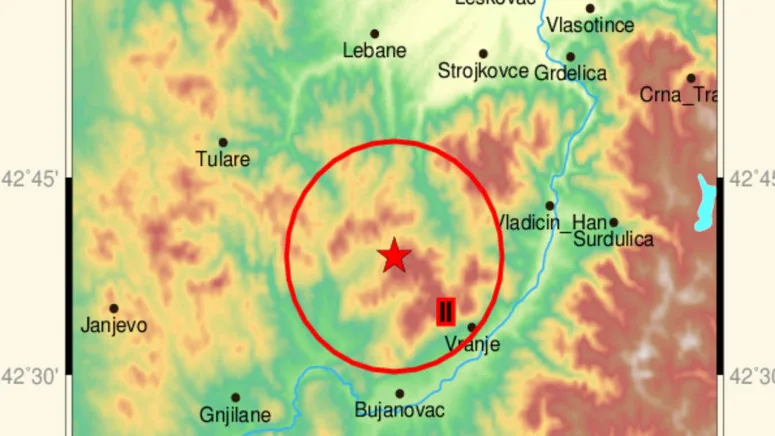 Zemljotres u okolini Vranja