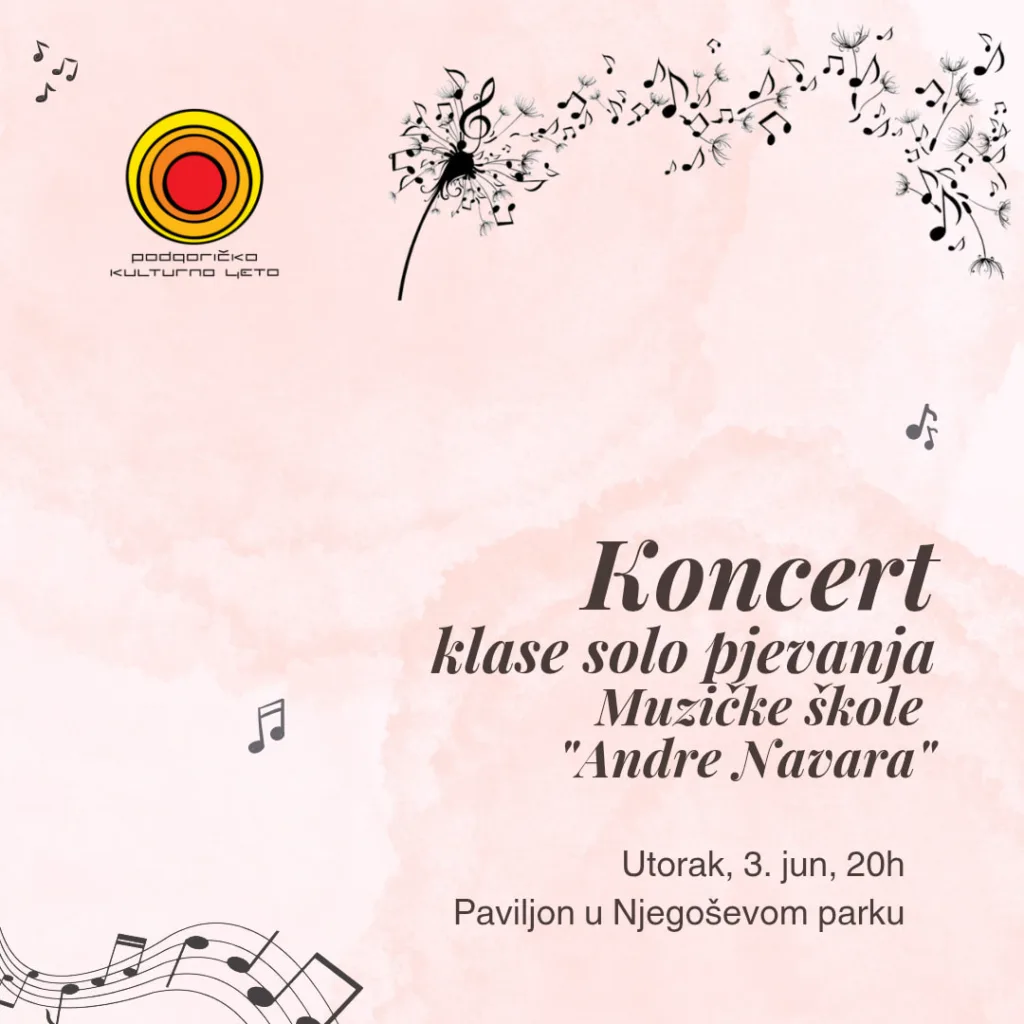 Koncert klase solo pjevanja Muzičke škole „Andre Navara“ u Njegoševom parku