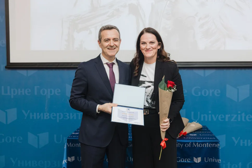Dubravki Drakić dodijeljeno priznanje za razvoj i međunarodno pozicioniranje Univerziteta Crne Gore