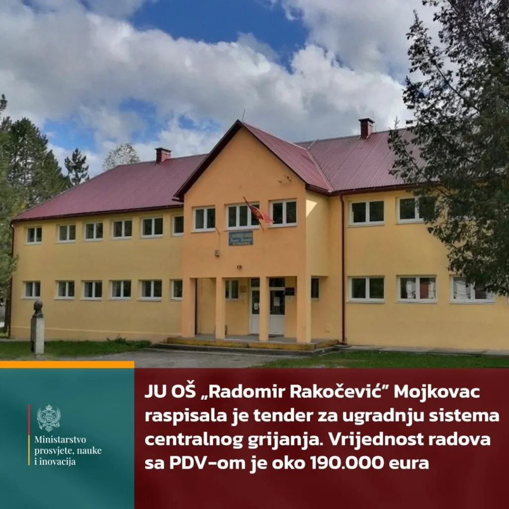 Raspisan tender za ugradnju grijanja u mojkovačkoj školi “Radomir Rakočević”